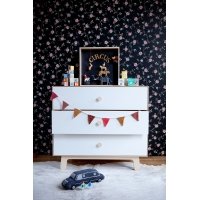 Commode Merlin Sparrow 3 tiroirs - Blanc/Noyer